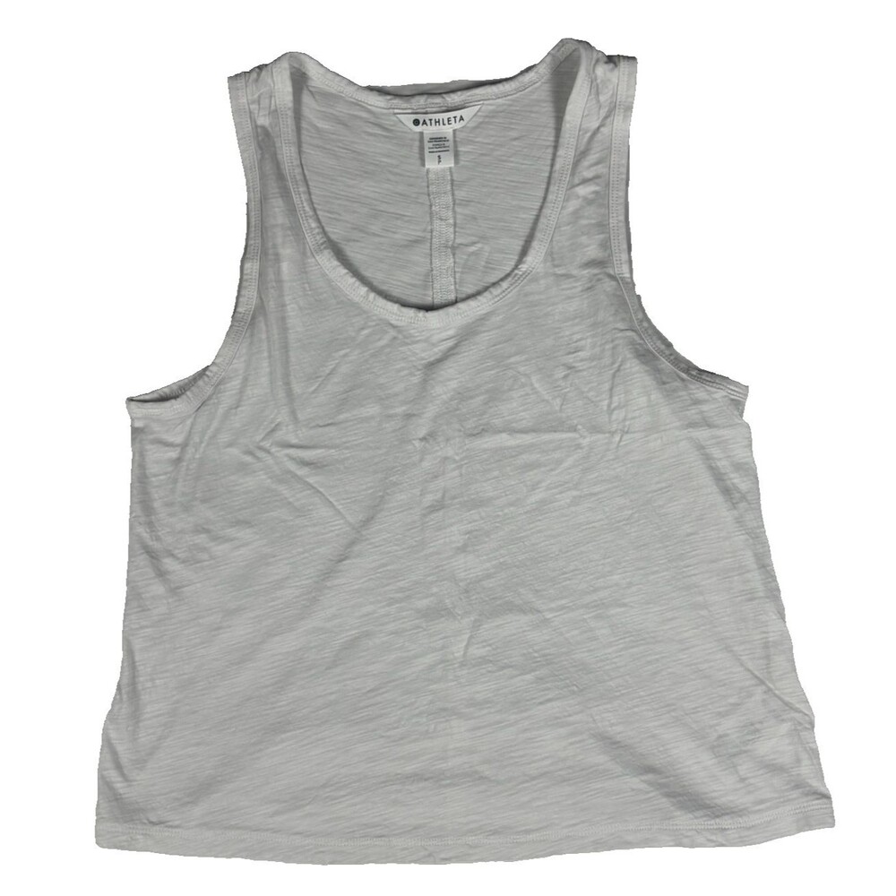 Athleta Essential Slub Tank Top Women’s Small White 100% Cotton Scoop Neck